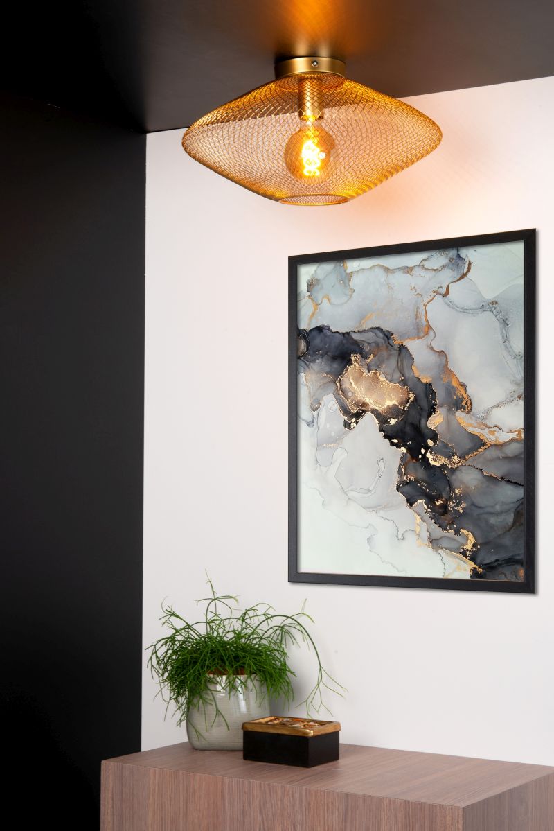 Lucide MESH - zapustené stropné svietidlo - Ø 45 cm - 1xE27 - matné zlato / mosadz